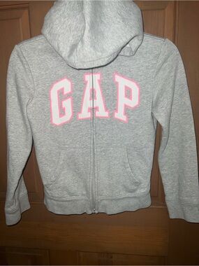 GAP Light Gray Hoodie with Pink Outlined white GAP Logo